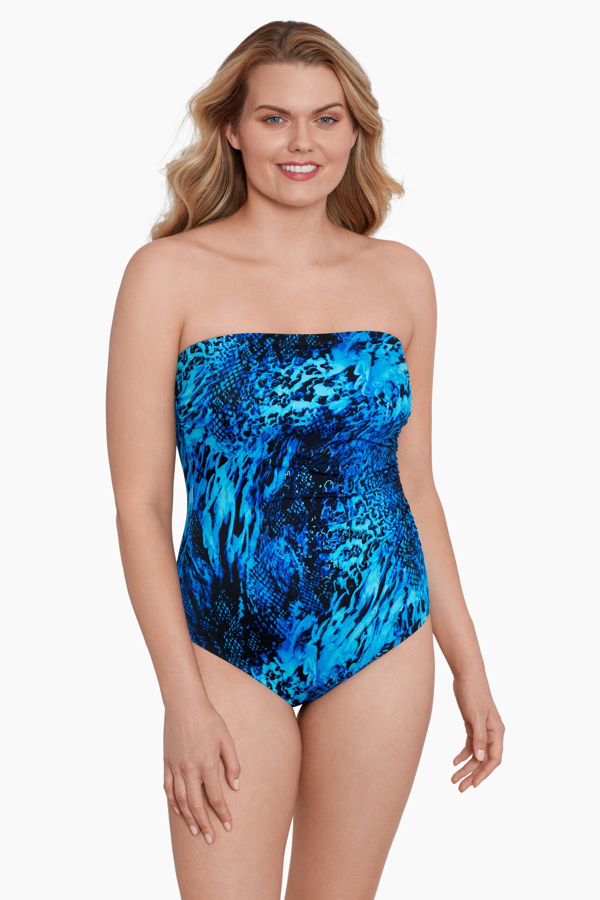 Side Shirred Bandeau Long Torso Swimsuit Natural Riches – Longitude Swim